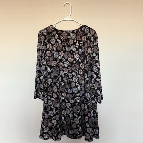 Anne Klein Womens Top XL Black Palm Leaf Colorful Coastal Flowy Modest Spring - Picture 5 of 5